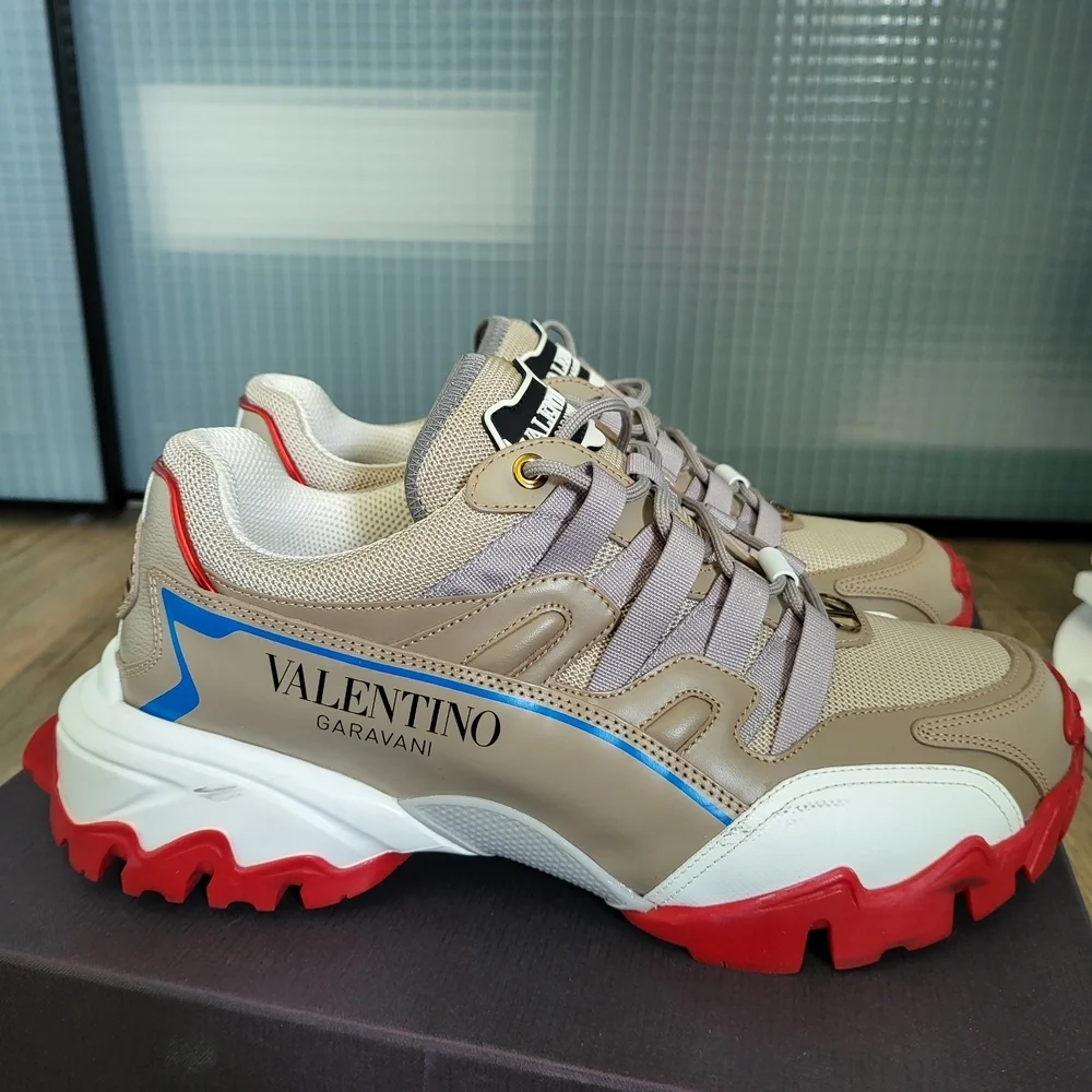 Valentino Garavani Beige and Red Sneakers